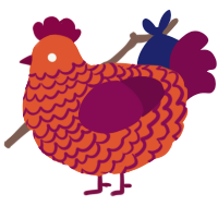 A vermilion and wine chicken with a lace pattern