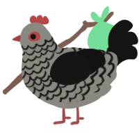 Nightmare Eyes, a ash and black chicken with a lace pattern