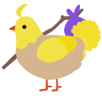 A beige and yellow chicken with a head pattern