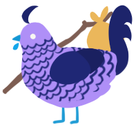 A lilac and navy chicken with a lace pattern