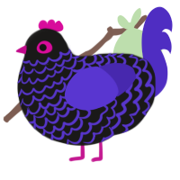 Taphophobia, a sable and indigo chicken with a lace pattern