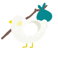 omelet, a white chicken with a half-lace pattern