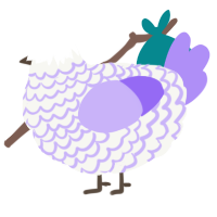 Missy, a white and lilac chicken with a lace pattern