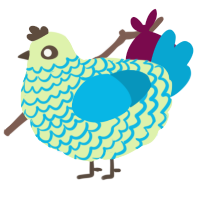 A apple and cerulean chicken with a lace pattern