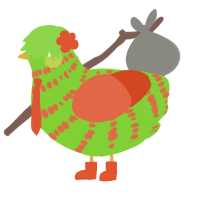 A grass and vermilion chicken with a bar pattern