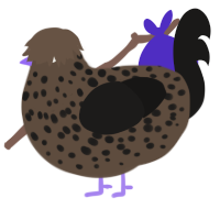 A bark and sable chicken with a speckle pattern