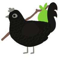 A black and sable chicken with a lace pattern