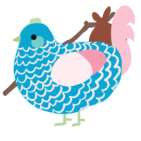 A cerulean and rose chicken with a lace pattern