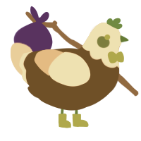 Emerald, a bark and beige chicken with a head pattern