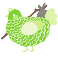 A grass and apple chicken with a lace pattern