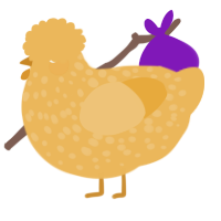 A honey chicken with a speckle pattern