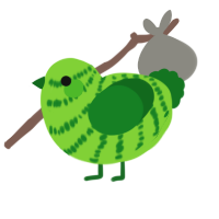 Leafy, a grass and leaf chicken with a bar pattern