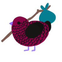 Dark Matter, a maroon and black chicken with a lace pattern