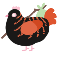A sable and vermilion chicken with a half-bar pattern