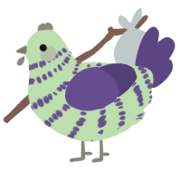 Franken, a gluppy and overcast chicken with a bar pattern
