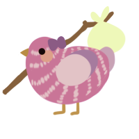 Bow, a orchid and lilac chicken with a bar pattern