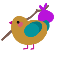 flower bed, a gold and teal chicken