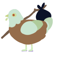 A brown and gluppy chicken with a head pattern