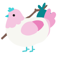 A white and pink chicken with a head pattern