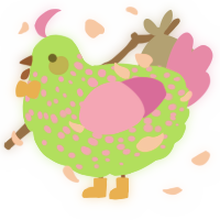fielder, a grass and orchid chicken with a speckle pattern