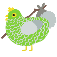 A grass and silver chicken with a lace pattern
