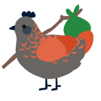 Volcanic Ash, a grey and vermilion chicken with a half-lace pattern