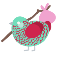 Toothpaste, a mint and crimson chicken with a lace pattern
