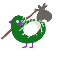 Kale, a leaf and white chicken with a half-bar pattern