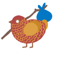 Summer, a red and orange chicken with a lace pattern