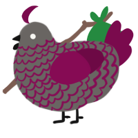 A grey and wine chicken with a lace pattern