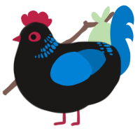A sable and sapphire chicken with a neck-band pattern