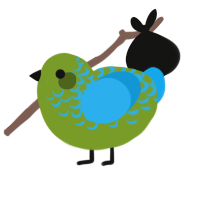 Blueberry, a chartreuse and sky chicken with a half-lace pattern