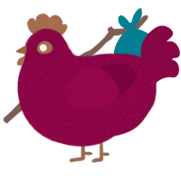 A maroon chicken with a double-lace pattern