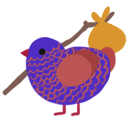 Witch, a indigo and red chicken with a lace pattern