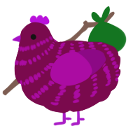 A wine and plum chicken with a bar pattern