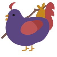 A overcast and red chicken