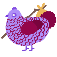 A lilac and maroon chicken with a lace pattern