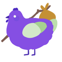 A blurple and gluppy chicken