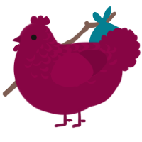 A maroon chicken with a half-lace pattern