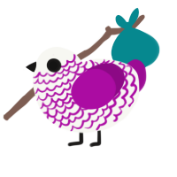 Love, a white and plum chicken with a lace pattern