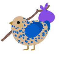 Blueberry Pancakes, a beige and ultramarine chicken with a speckle pattern