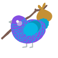 Stinky, a blurple and cerulean chicken with a lace pattern