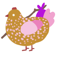 (unnamed), a gold and pink chicken with a speckle pattern