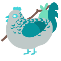 A silver and teal chicken with a half-lace pattern