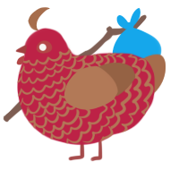 A crimson and brown chicken with a lace pattern