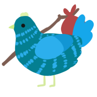 A sea and sky chicken with a bar pattern