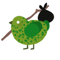 poxy, a chartreuse and leaf chicken with a speckle pattern