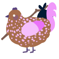 Tony, a brown and lavender chicken with a speckle pattern