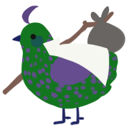 A leaf and overcast chicken with a speckle pattern