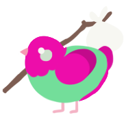 Up for swaps, a spring and fuchsia chicken with a head pattern